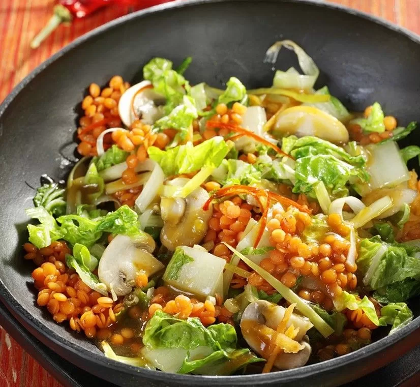 Lentil and vegetables stir fry